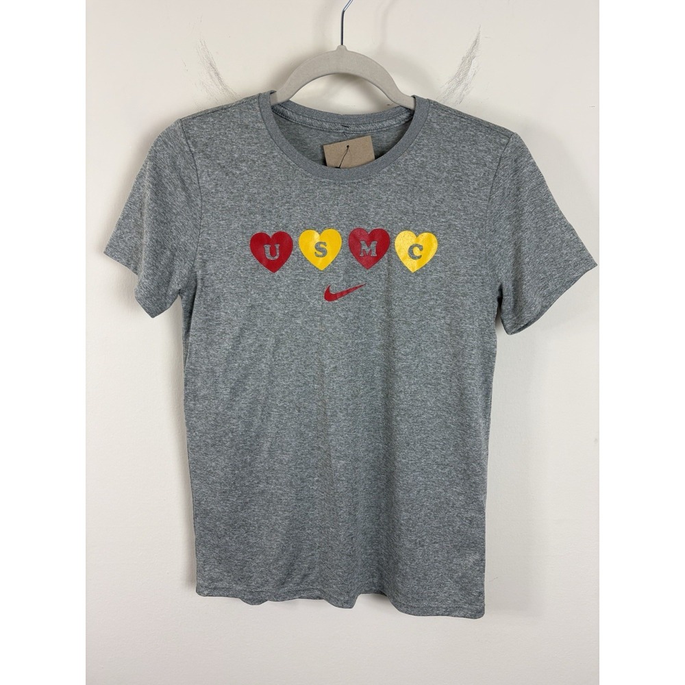 Nike Dri-FIT U.S. Marine Corps T-Shirt Women's XS Gray USMC Heart Armed Forces